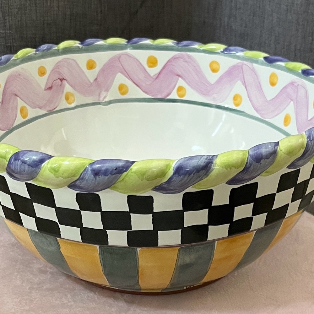 MacKenzie Childs Vintage Picadilly 9” Ceramic Mixing Bowl